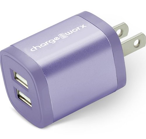 Chargeworx - 2.4A Dual USB Wall Charger - Violet