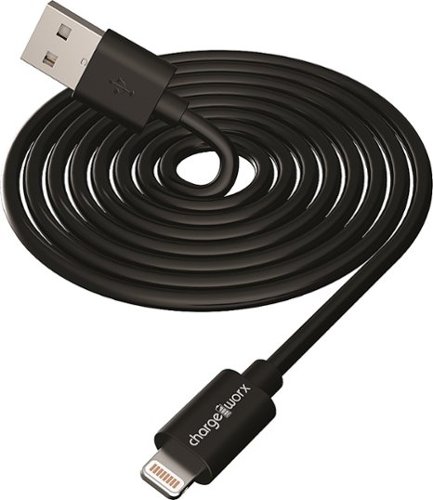 Chargeworx - 10' Lightning Sync and Charge Cable - Black