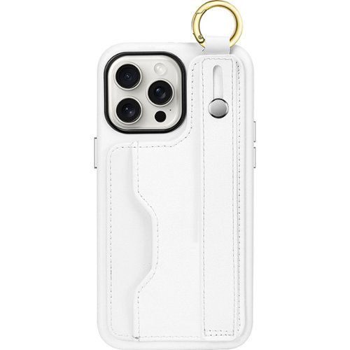 SaharaCase - FingerGrip Series Genuine Leather Wallet Case for Apple iPhone 15 Pro Max - White