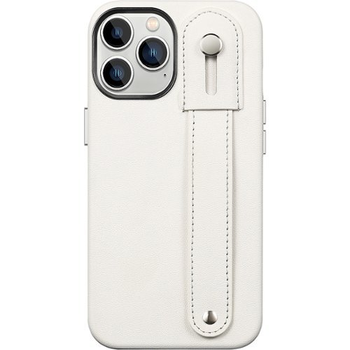 SaharaCase - FingerGrip Series Genuine Leather Case with MagSafe for Apple iPhone 15 Pro Max - White