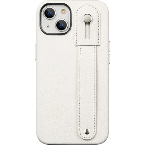 SaharaCase - FingerGrip Series Genuine Leather Case with MagSafe for Apple iPhone 15 Plus - White