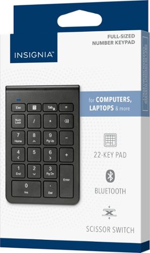 Insignia™ 22-Key Bluetooth Scissor Switch Number Keypad for Windows, macOS, ChromeOS, iPadOS and Android - Black GLOBAL SHIPPING