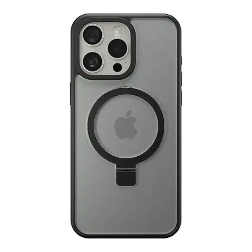 Insignia™ Hard Shell Case with MagSafe Kickstand for iPhone 15 Pro Max Black NS15PMMSKSB Open