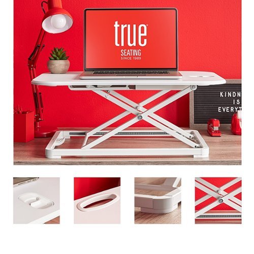 True Seating - Ergonomic 5-Level Height Adjustable Sit-to-Stand Laptop or Monitor Riser - White