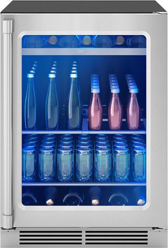 Zephyr - Presrv Pro 24 in. 7-Bottle and 105-Can Single Zone Beverage Cooler - Stainless Steel/Glass
