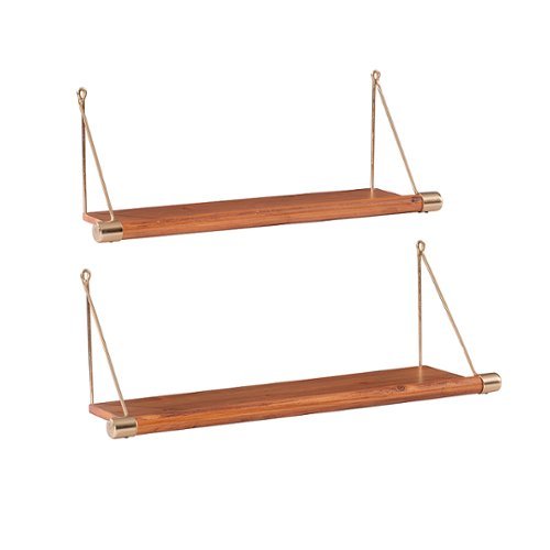 Linon Home Décor - Fremont Wood and Iron Wall Shelves Set of Two - Brown