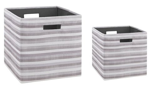 

Linon Home Décor - Chabis Foldable Fabric Storage Bins Set of Two - Gray Stripe