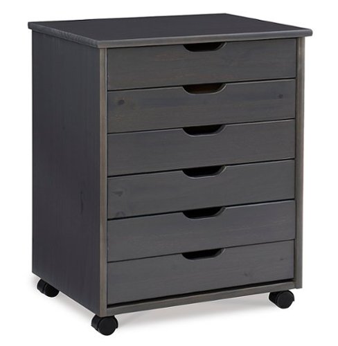 

Linon Home Décor - Monte Wide Six-Drawer Rolling Storage Cart - Gray