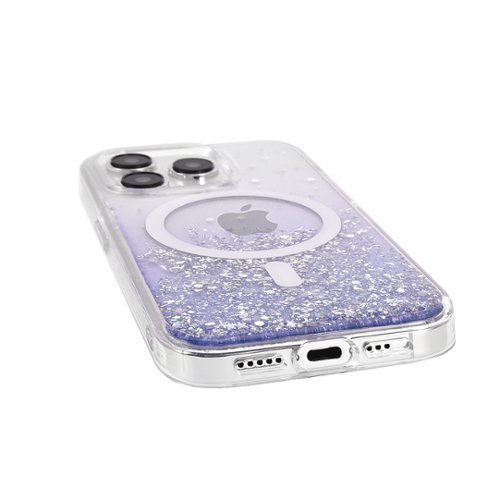 Bryten Starburst iPhone 15 Pro Case - Design with Sparkle Glitter, Silicon, MagSafe Compatible, Shockproof - Purple GLOBAL SHIPPING