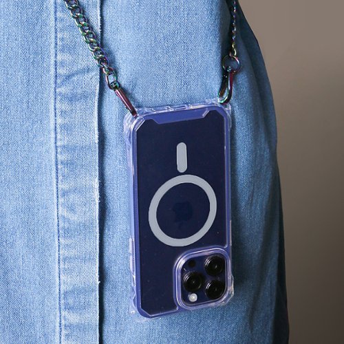 Bryten Glacier 4-Way iPhone 15 Pro Max Carry Clear Phone Case with Detachable Crossbody Metal Chain, MagSafe Compatible - Clear GLOBAL SHIPPING