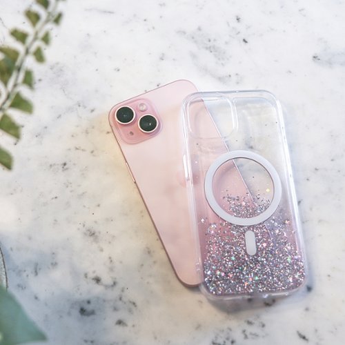 Bryten Starburst iPhone 15 Pro Max Case - Design with Sparkle Glitter, Silicon, MagSafe Compatible, Shockproof - Pink HOW TO BUY