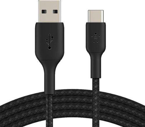 Belkin BOOST↑CHARGE Braided USB-C to USB-A Cord 6.6ft for iPhone 17 Series, Samsung, Google Pixel 9 & 10, iPad Pro & More - Black GLOBAL SHIPPING