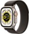 Apple Geek Squad Certified Refurbished Watch Ultra (GPS + Cellular) 49mm Titanium Case with Black/Gray Trail Loop - M/L - Silver - (2022)-Front_Standard