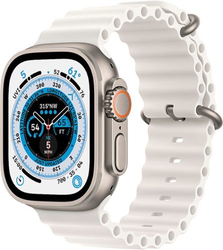 Geek Squad Certified Refurbished Apple Watch Ultra (GPS + Cellular) 49mm Titanium Case with White Ocean Band - Titanium