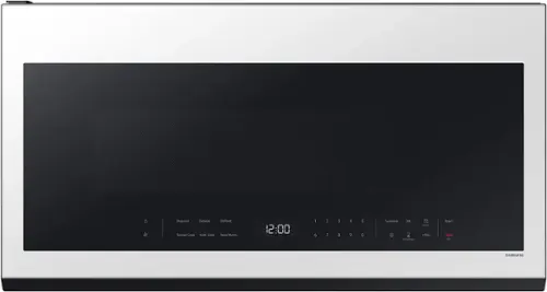 Front. Samsung - Bespoke 2.1 Cu. Ft. Over-the-Range Microwave with Sensor Cooking and Wi-Fi Connectivity - White Glass.