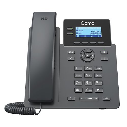 Ooma - 2602 2-Line IP Desk Phone Corded with 5-way Voice Conference - Black