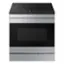 Front. Samsung - Bespoke 6.3 Cu. Ft. Slide-In Electric Induction Range with AI Home Display - Stainless Steel.