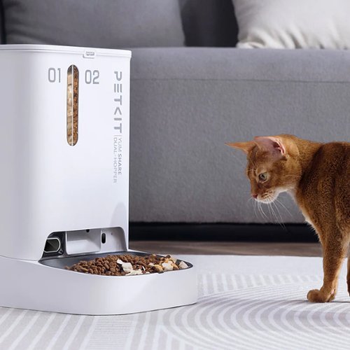 Petkit Yumshare Dual-Hopper Wifi Enabled 5L Automatic Cat Feeder with Camera, 2-Way Audio and Smart App Control - White BUY IN SAUDI ARABIA