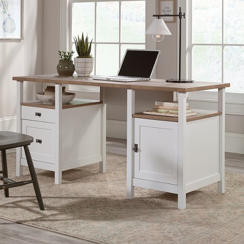 Sauder - Cottage Road Storage  Desk with 2 Drawers - White