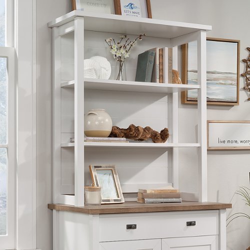 SAUDER Cottage Road 33.583 in. White Library Desk Hutch with 2-Shelves