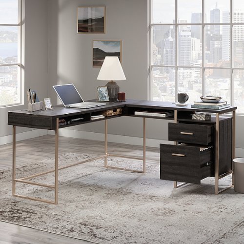  Sauder - Walter Heights L-Desk Bw - SGS Blade Walnut