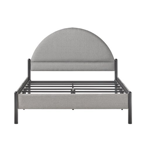 Walker Edison - Modern Upholstered Curved-Headboard Queen Bedframe - Gray
