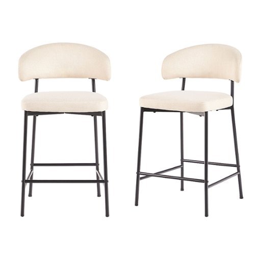 Walker Edison - Modern Curved Back Counter Stool (2-Piece Set) - Ivory