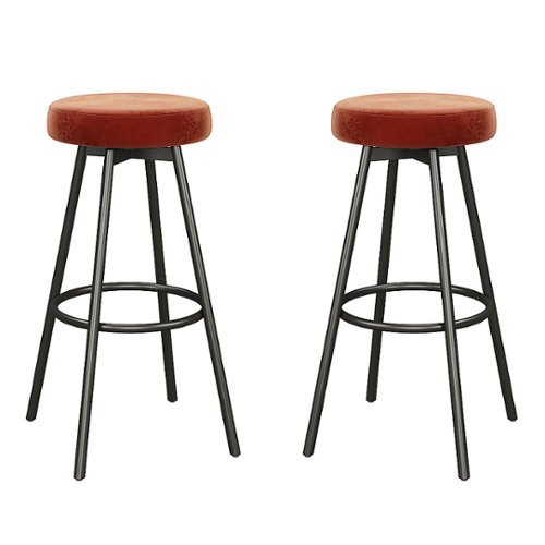 Walker Edison - Transitional Glam Swivel-Seat Barstool (2-Piece set) - Rust