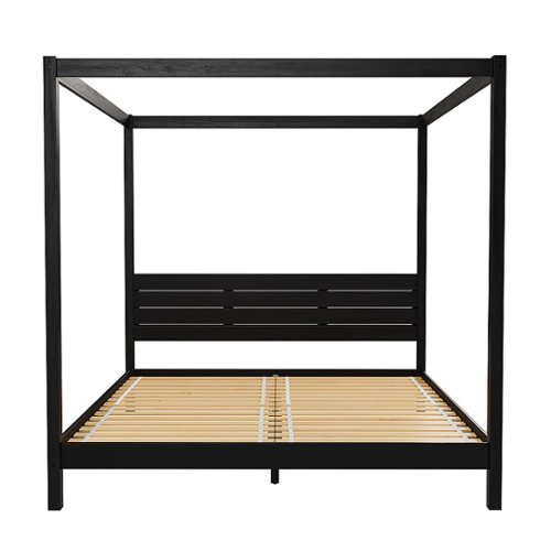 Walker Edison - Minimalist Solid Wood Canopy King Bedframe - Black