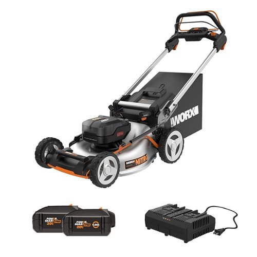 WORX - Nitro 40V Cordless Self-Propelled Lawn Mower (2 x 5.0 Ah Batteries and 1 x Charger) - Black