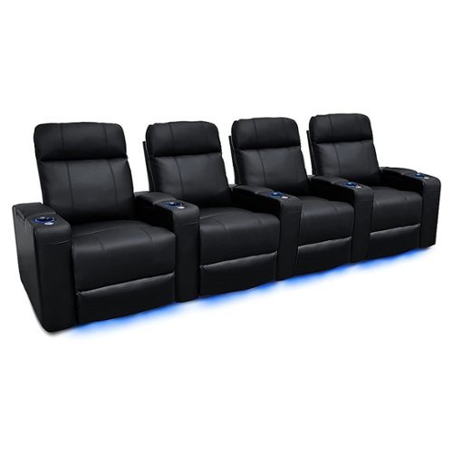 Valencia Theater Seating - Valencia Piacenza Row of 4 Premium Top Grain Grade 9000 Leather Home Theater Seating - Black