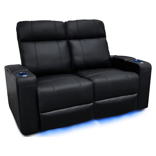 Valencia Theater Seating - Valencia Piacenza Row of 2 Loveseat Premium Top Grain Grade 9000 Leather Home Theater Seating - Black