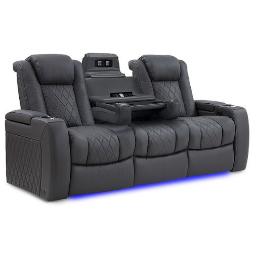 Valencia Theater Seating - Valencia Tuscany Console Row of 3 Premium Top Grain Nappa 11000 Leather Home Theater Seating - Charcoal Grey