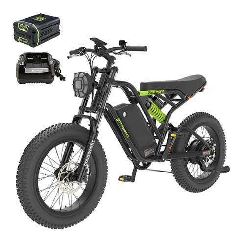 Greenworks - 80V 20" Venture Series Fat Tire Utility EBike w/ 22mi Max Op. Rang & 20mph Max Speed w/4.0 Ah Battery and Charger - Black