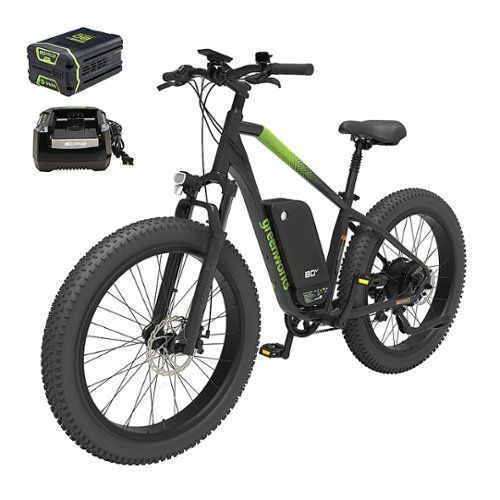Greenworks - 80V 26" Venture Series Fat Tire Mountain EBike w/ 22mi. Max Op. Range & 20mph Max Speed w/ 4.0Ah Battery & Charger - Black