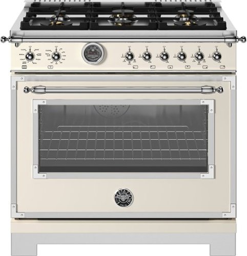

Bertazzoni - 36" Heritage Series range - Dual Fuel self clean oven - 6 brass burners - Ivory