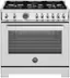 Front. Bertazzoni - 36" Professional Series range - Gas oven - 6 brass burners - Stainless Steel.