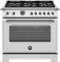Bertazzoni - 36" Heritage Series range - Dual Fuel self clean oven - 6 brass burners - Stainless Steel-Front_Standard