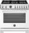 Bertazzoni - 36" Professional Series range - Electric self clean oven - 6 brass burners - White-Front_Standard