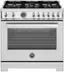 Front. Bertazzoni - 36" Professional Series range - Gas oven - 6 brass burners - LP version - Stainless Steel.
