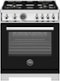 Bertazzoni - 30" Professional Series range - Gas oven - 4 brass burners - Black-Front_Standard