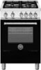 Bertazzoni - 24" Master Series range - Gas oven - 4 aluminum burners - Black-Front_Standard