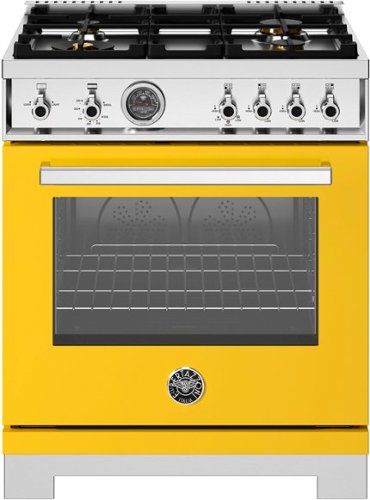 Bertazzoni - 30" Professional Series range - Gas oven - 4 brass burners - Yellow-Front_Standard 