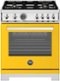 Bertazzoni - 30" Professional Series range - Gas oven - 4 brass burners - Yellow-Front_Standard