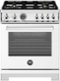 Bertazzoni - 30" Professional Series range - Electric self clean oven - 4 brass burners - White-Front_Standard