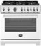 Bertazzoni - 36" Professional Series range - Gas oven - 6 brass burners - White-Front_Standard