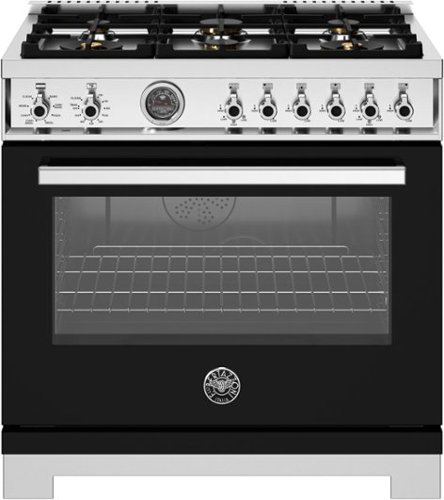 

Bertazzoni - 36" Professional Series range - Electric self clean oven - 6 brass burners - Black