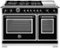 Bertazzoni - 48" Heritage Series range - Dual Fuel self clean oven - 6 brass burners + griddle - Black-Front_Standard