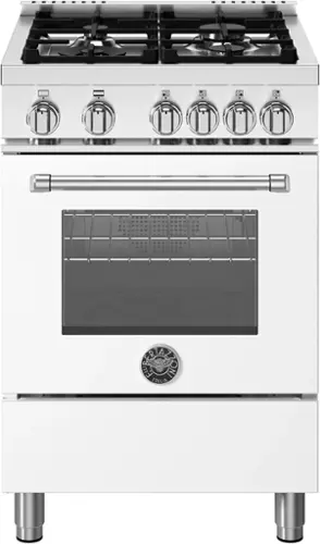 Front. Bertazzoni - 24" Master Series range - Gas oven - 4 aluminum burners - White.
