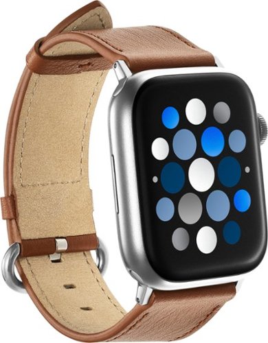 Insignia™ - Genuine Leather Band for Apple Watch 42mm, 44mm, 45mm, SE, Ultra 49mm and Ultra 2 49mm - Chestnut